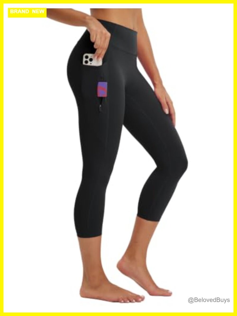 Capri Leggings with 3 Pockets Tummy Control 21 Inseam Workout Yoga Pants
